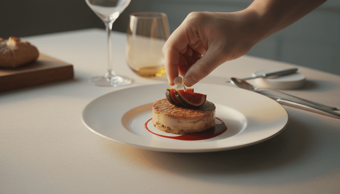 Chef carefully plating an elegant dish at a catered event in Toronto