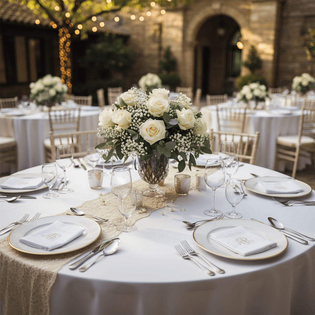 Elegant wedding reception table setting